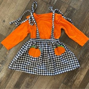 Gingham Pumpkin Jumper with Long Sleeve Shirt